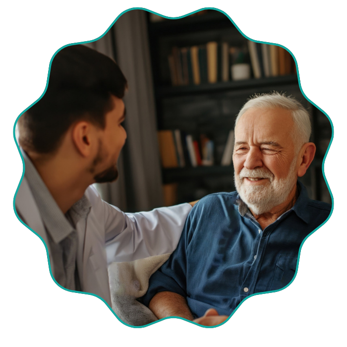 Caregiver providing compassionate veterans care and emotional support to a senior man in Fulton County, GA